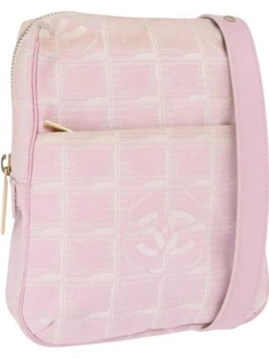 CHANEL Handbags - CHANEL New Travel Line Shoulder Bag Nylon Pink Gold CC Auth 163276